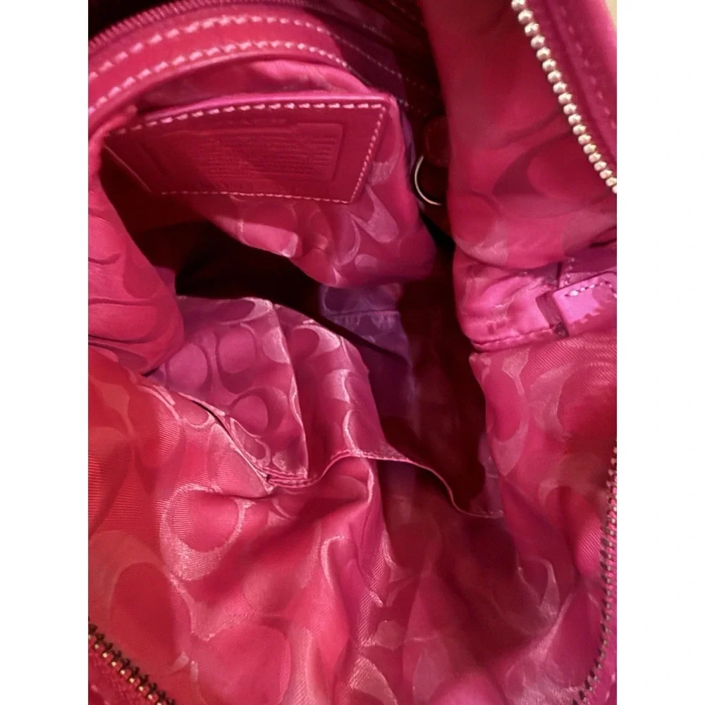 Coach Hobo Top Zip Raspberry Leather‎ Hobo Shoulder Bag  #3651  Rare Authentic